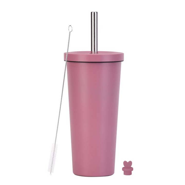 Candles Meta - Wholesale Insulated Mug/Tumbler - 710ml Silid Color Milk Tea Stainless Steel Cup with Straw15