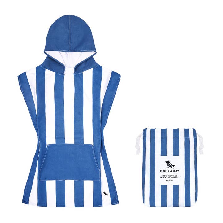 Dock & Bay Poncho Kids - Whitsunday Blue for wholesale by Dock & Bay UK