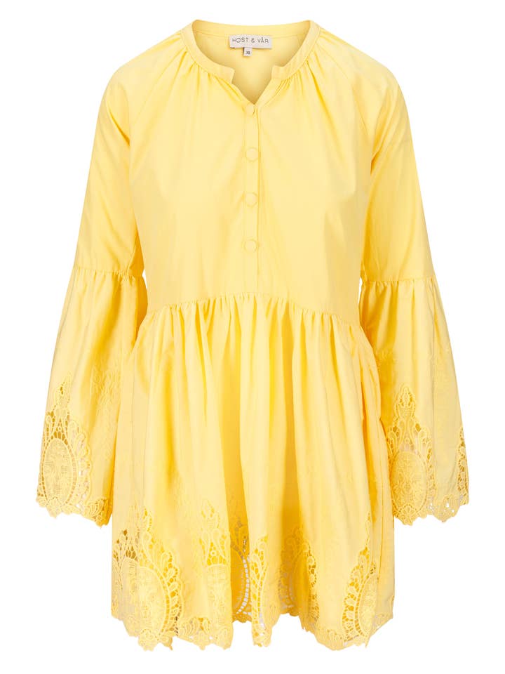 Krokus broderi kjole gul for engroshandel hos Høst & Vår