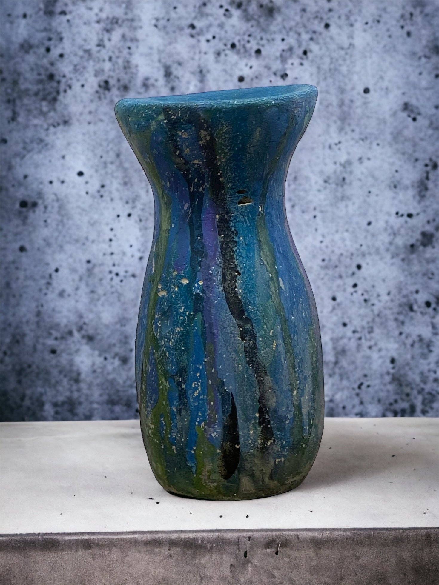 Sunsum Intentional Living - Wholesale Vase - Cement Vase, Watercolor Fluid Art, Silhouette, Lightweight C2