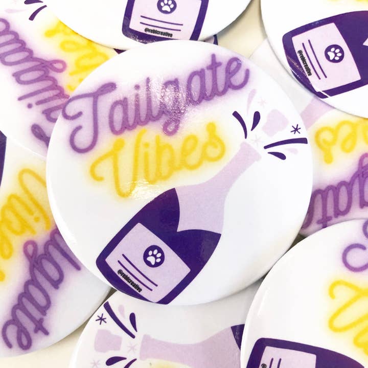 *Tailgate Vibes - Purple and Gold - Game Day Button for wholesale by REBL Creative