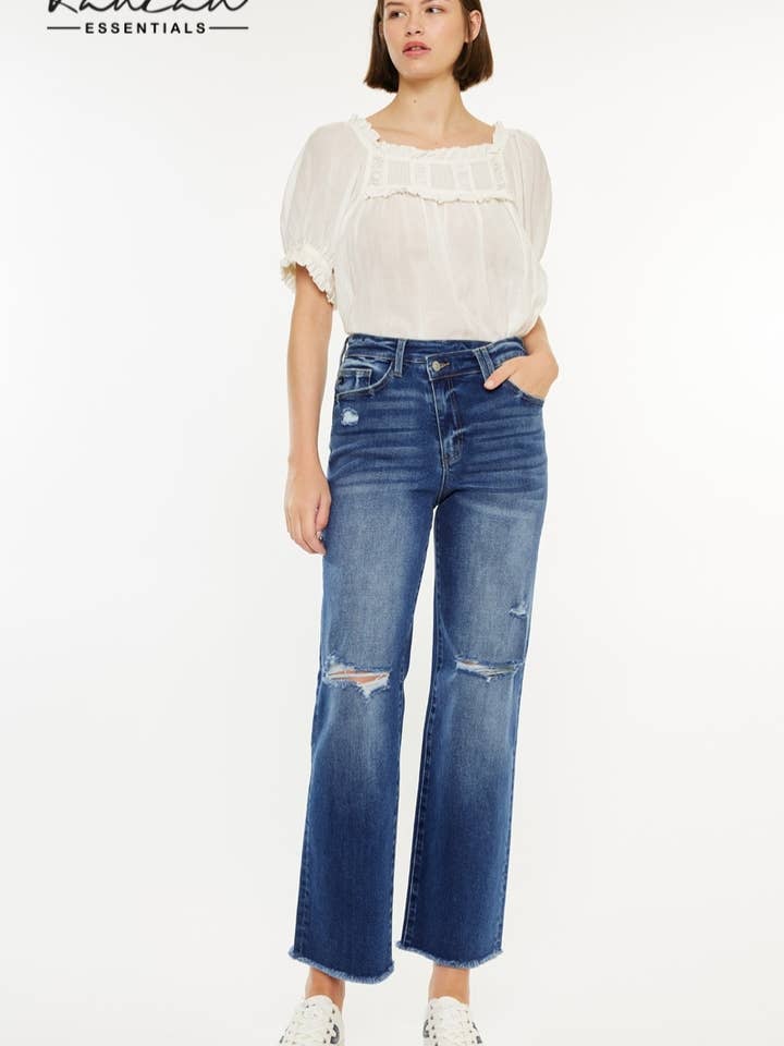 OFFENE PACKUNG HIGH RISE 90’S CRISS CROSS STRAIGHT-KC20047D für den Großhandel von Kan Can USA