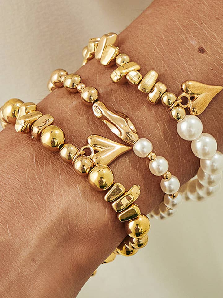 Multi-Layer Heart Beaded Bracelets Set Fashion Jewelry for wholesale by 1 the Woman