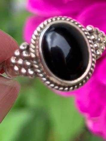 Black Onyx Ring size 4 for wholesale by Wild Peonies Xo