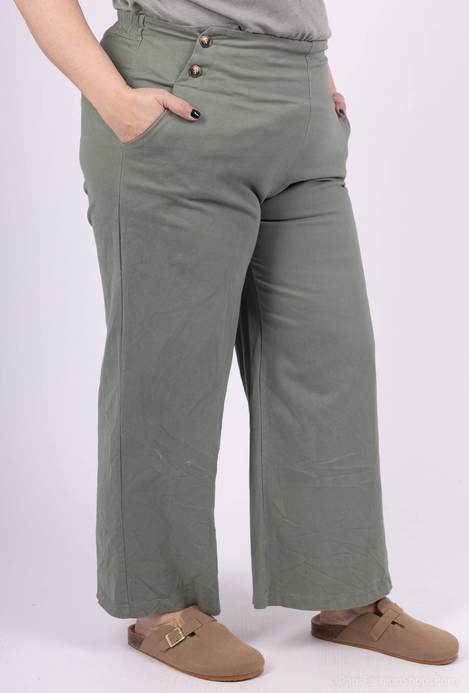 Pépouz' Paris - Wholesale Pants - Women's - PLUS SIZE Pants 97% cotton with buttons PPN2509GT13