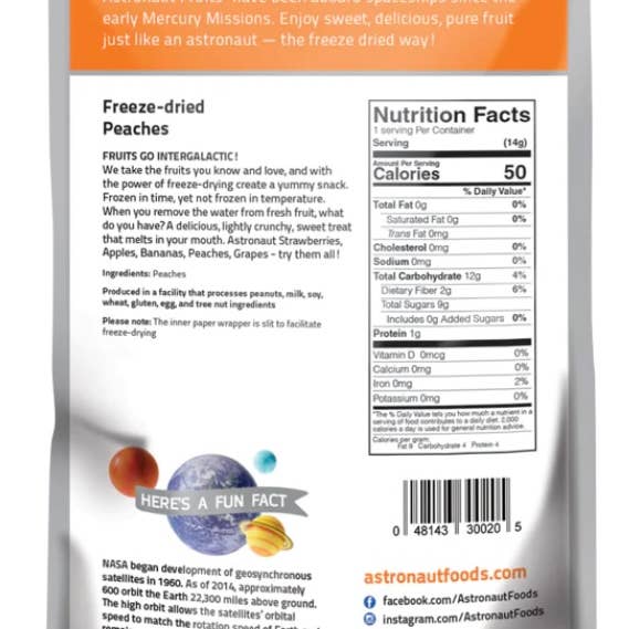 O'Shea's Candies Sweet Shop - Wholesale Dried/Dehydrated Fruit - Novelty Astronaut Peaches 🍑 Freeze Dried Fruit Pouch Bag1