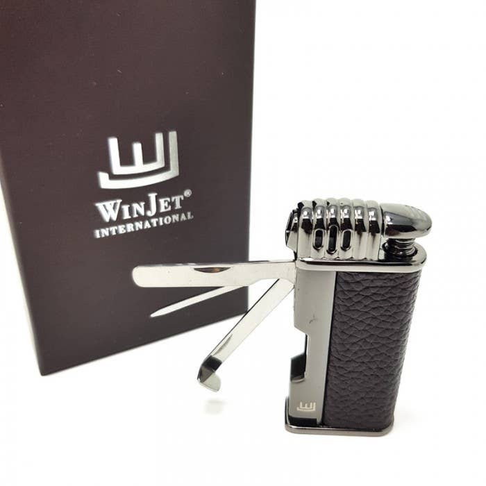 Lighter Davos Pipe Piezo, Black/Leather, Tool for wholesale by NICOTEAM EE