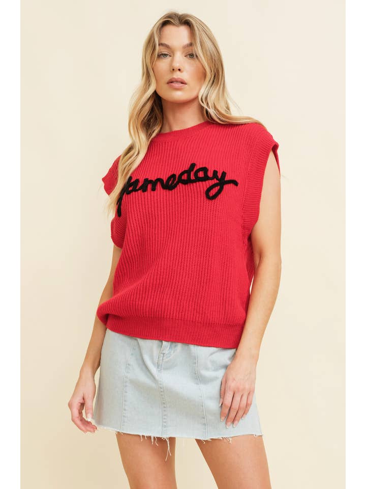 Cloud Ten - Wholesale Sweater Vest - Women's - CSW10210-1 - 'GAMEDAY" EMBROIDERED SLEEVELESS SWEATER VEST10