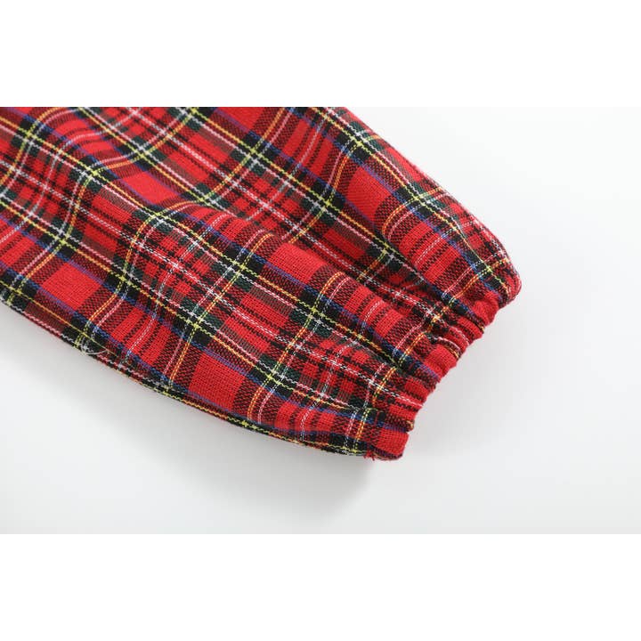 Red Christmas Plaid Colllared Ruffle Dress for wholesale on Faire3