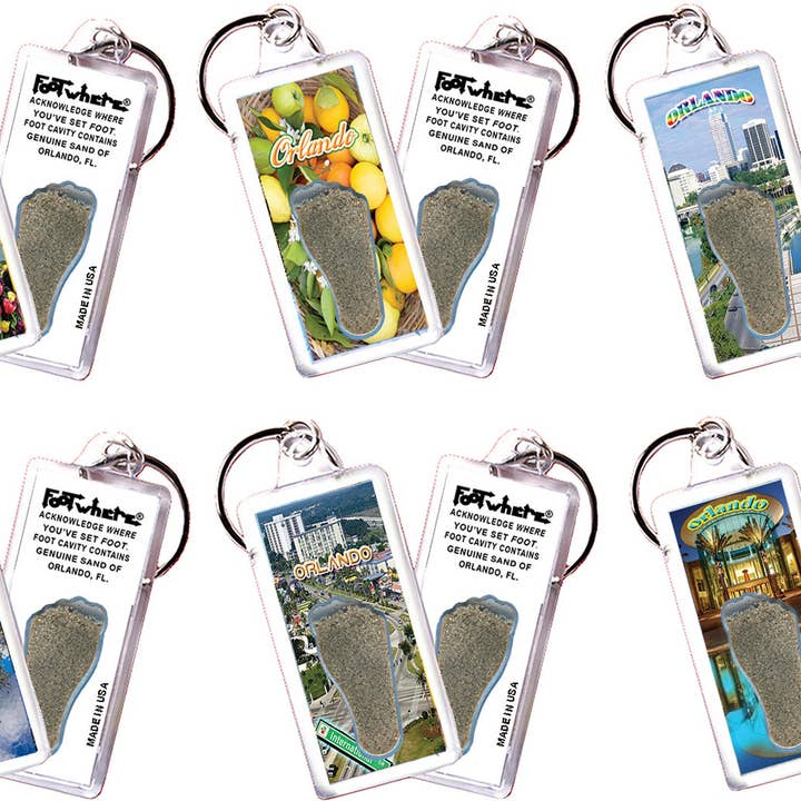 Orlando FootWhere® Souvenir Keychain. 72 pieces/6 assorted styles. for wholesale by FootWhere- USA Group, Inc.