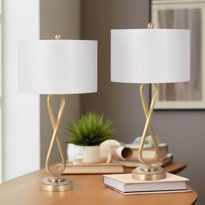 Metal Modern Infinity Table Lamps Set of 2 - Gold, 28 in. for wholesale by Sagebrook Home