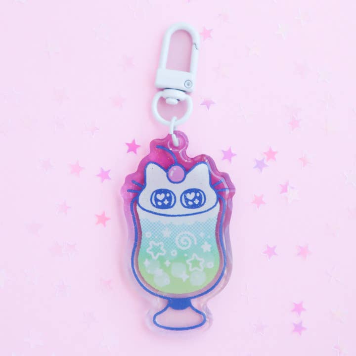 Melon Soda Cat Keychain for wholesale by Radhia Rahman