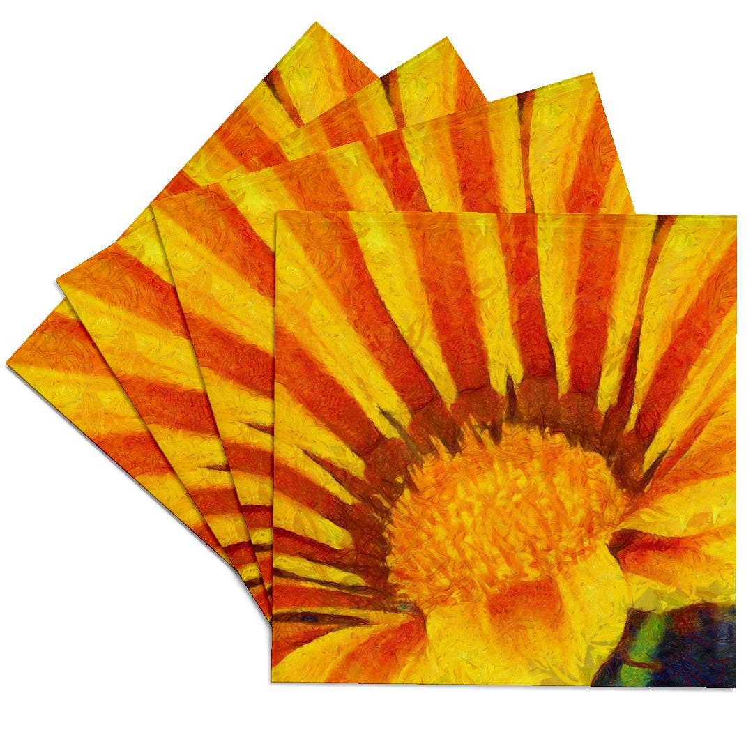 3dRose - Vente Sous-verre - 3dRose, Peinture acrylique de gazania rouge et jaune, dessous de verre0