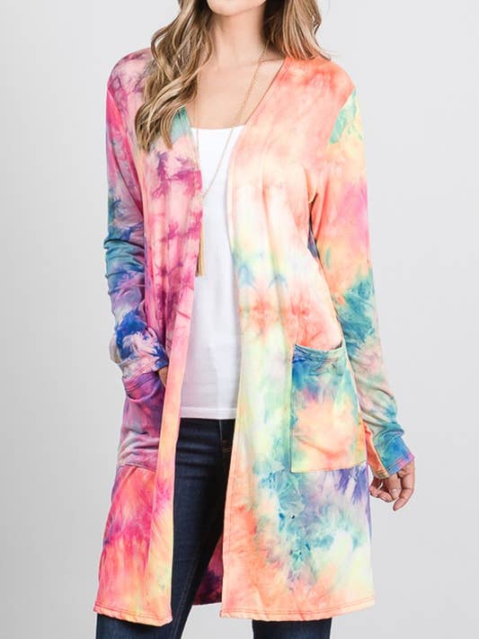 SJ1072-19 CARDIGAN APERTO TIE DYE MULTICOLORE per la vendita all'ingrosso da parte di HEIMISH