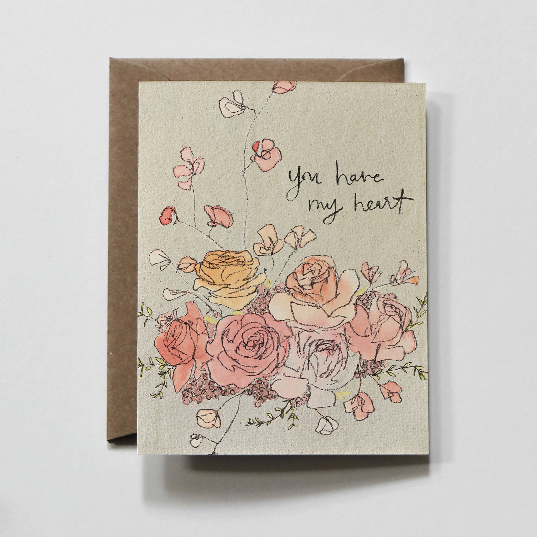 everglow handmade - Wholesale Love Card - You Have My Heart | Floral Love & Friendship Greeting Card