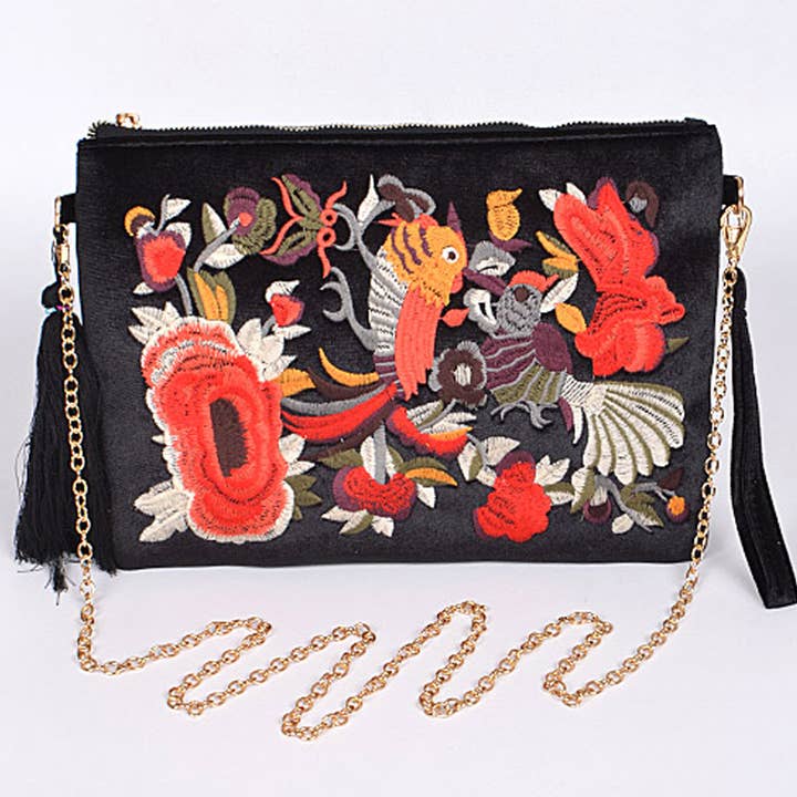 Faux Velvet Clutch With Tassel for wholesale by 3AM BY H&D ACCESSORIES