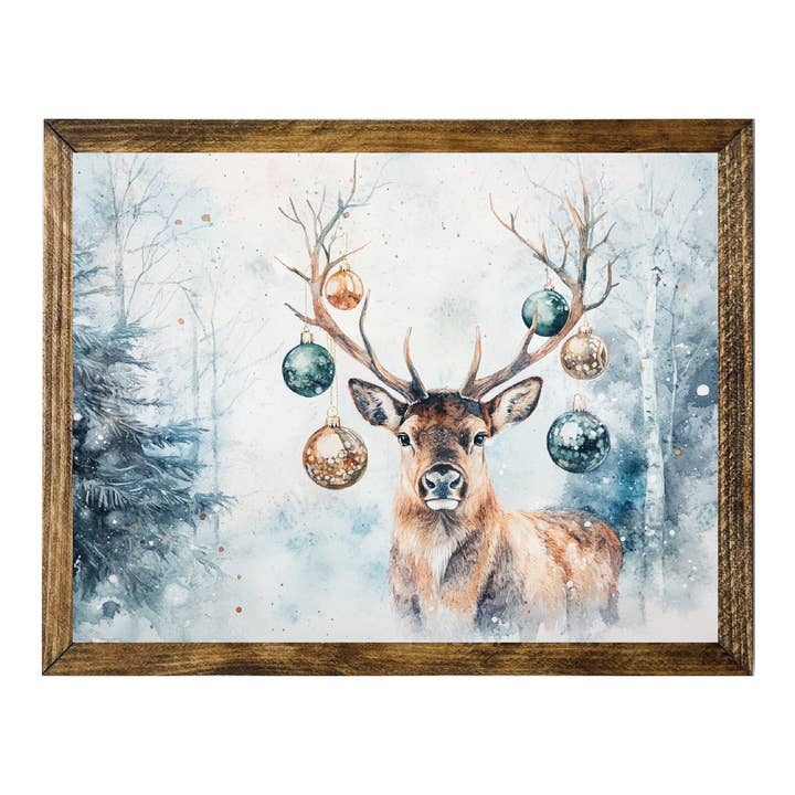 Serie artistica Timberland - Decorazioni cervi nei boschi innevati appendere per la vendita all'ingrosso da parte di Jarmz Designs