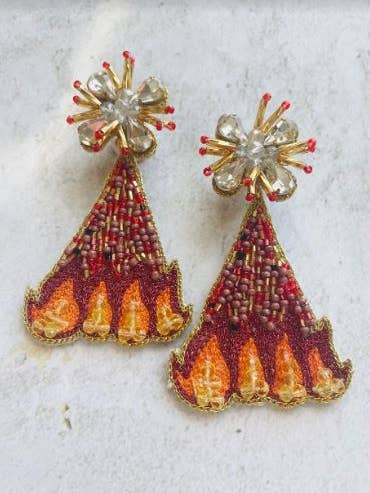 Louisiana Bonfire Beaded Earrings for wholesale by Louie Love
