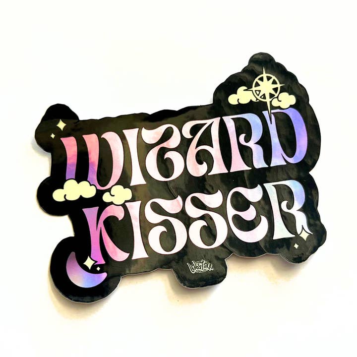 WIZARD KISSER (BLACK) // STICKER for wholesale by Babs Tarr