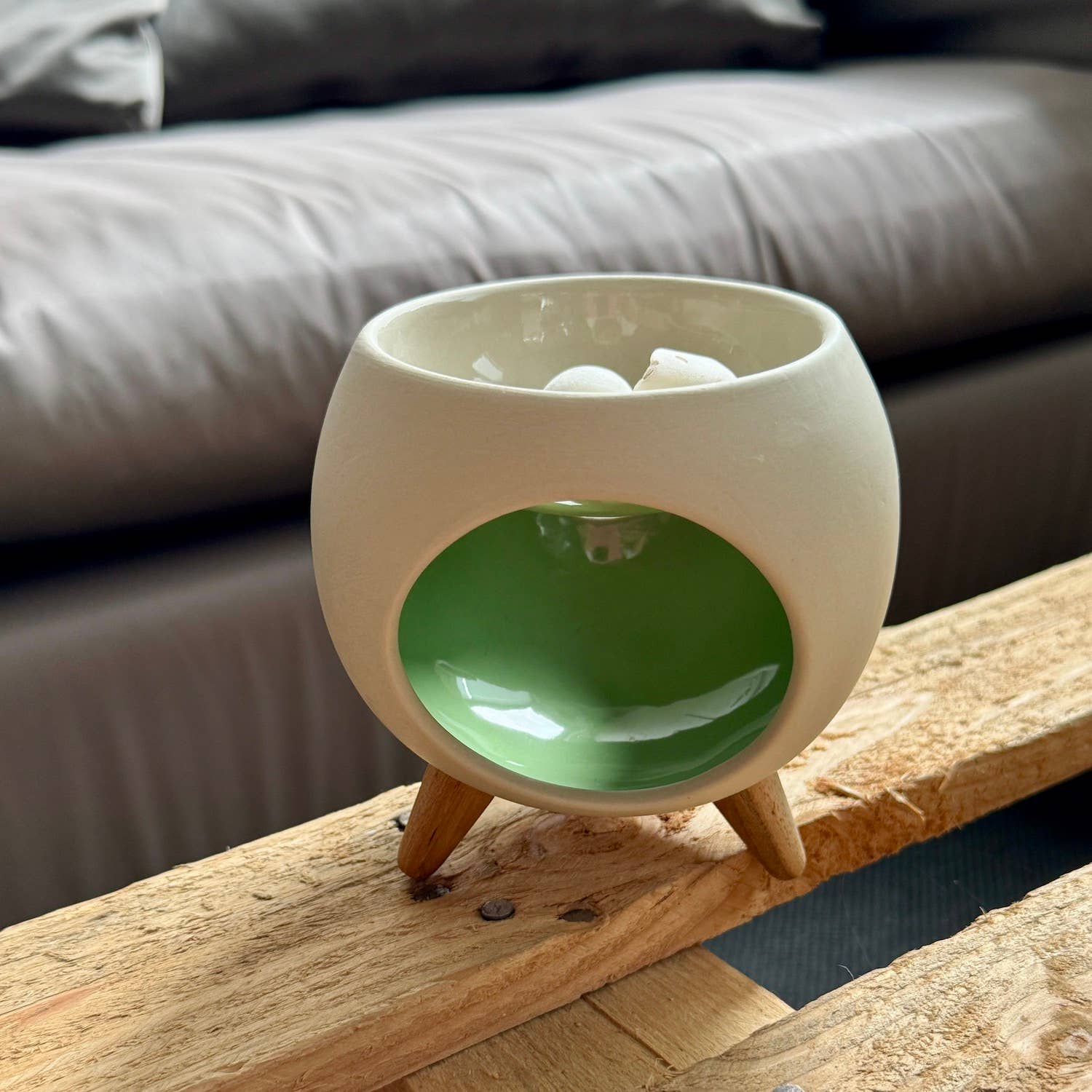 Anoq - Wholesale Wax Warmer - Aromatic diffuser for scented wax. ROUND GREEN burner0