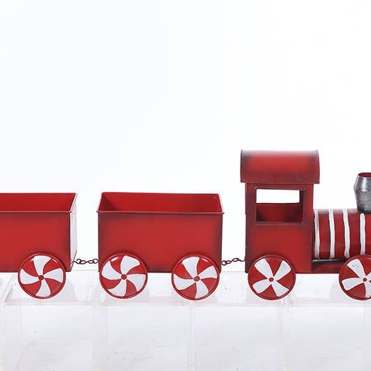 Christmas Carousel Collection - 24" Metal Peppermint Train for wholesale by Dunn Deals