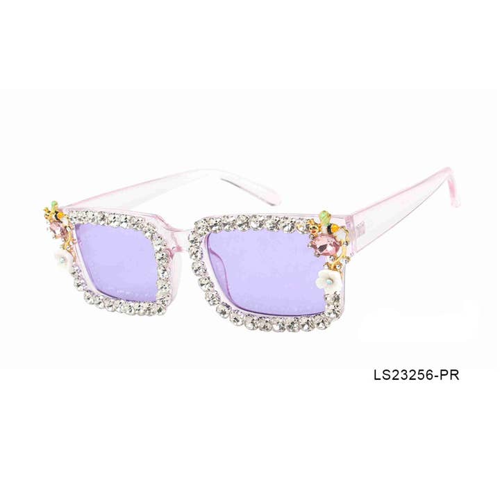 Rhinestone Square Sunglasses in Purple for wholesale on Faire0