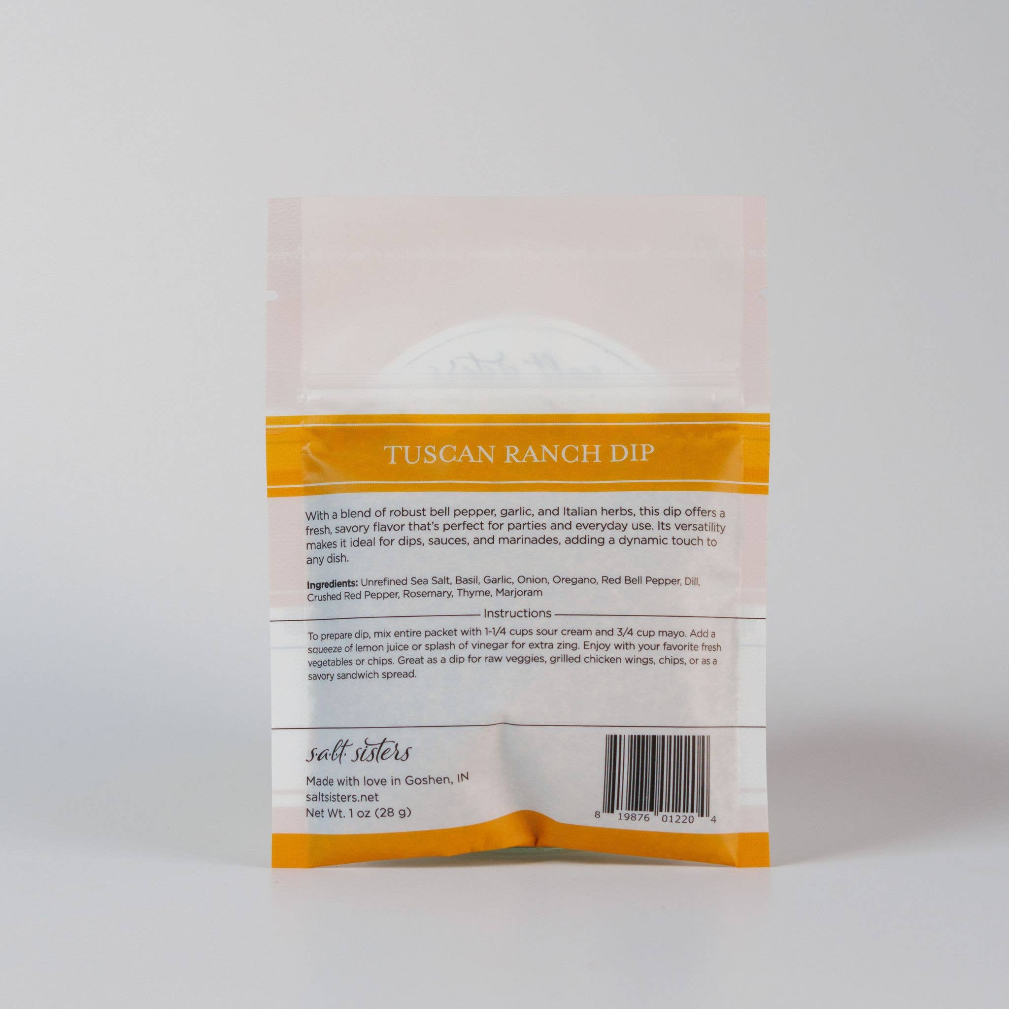 Salt Sisters - Wholesale Dip - Dip Seasoning Mix - Tuscan Ranch - Packaged Weights1