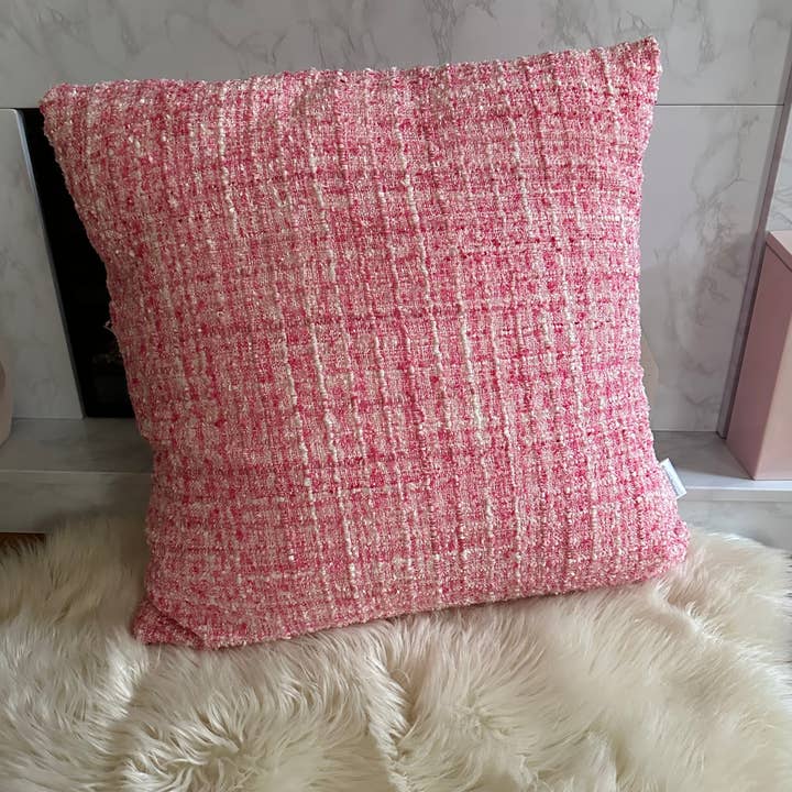Pink Tweed Throw Pillow for wholesale by kierst