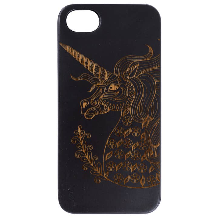 Black Coated Bamboo Wood - Unicorn 1 Engraved for wholesale by OTTO CASE