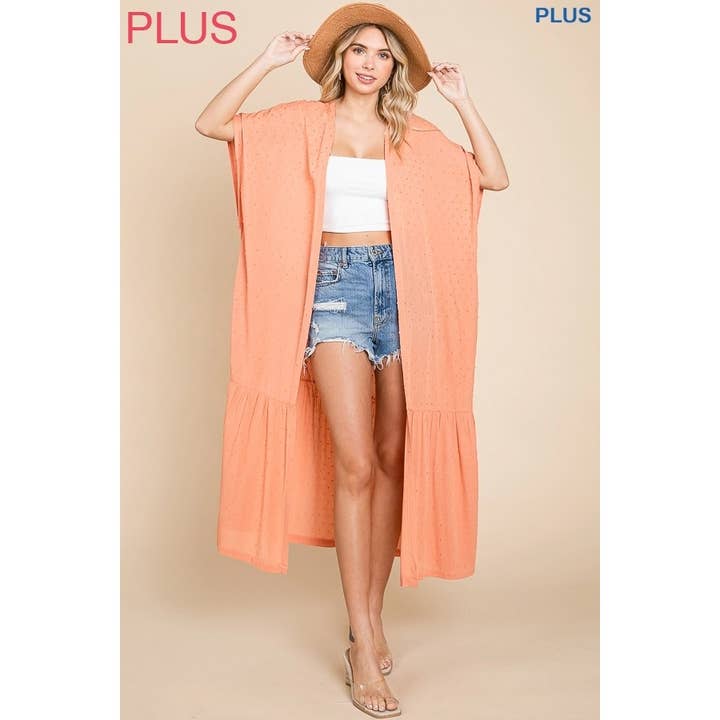 Plus Maxi Kimono Ruching Duster Langer Cardigan für den Großhandel von Style Up