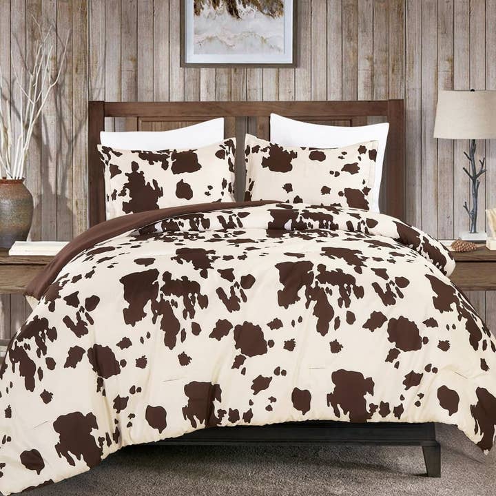 Linen Mart - Wholesale Bedding Set - Rustic Cowhide Brown Comforter Set - 3 Piece Set