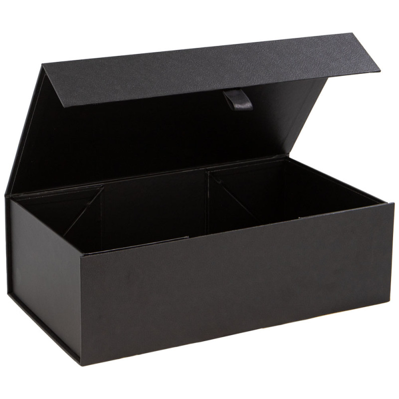 Deffrennes - Wholesale Gift Box - Indispensable black leather magnetic cardboard box 32x18x10cm2
