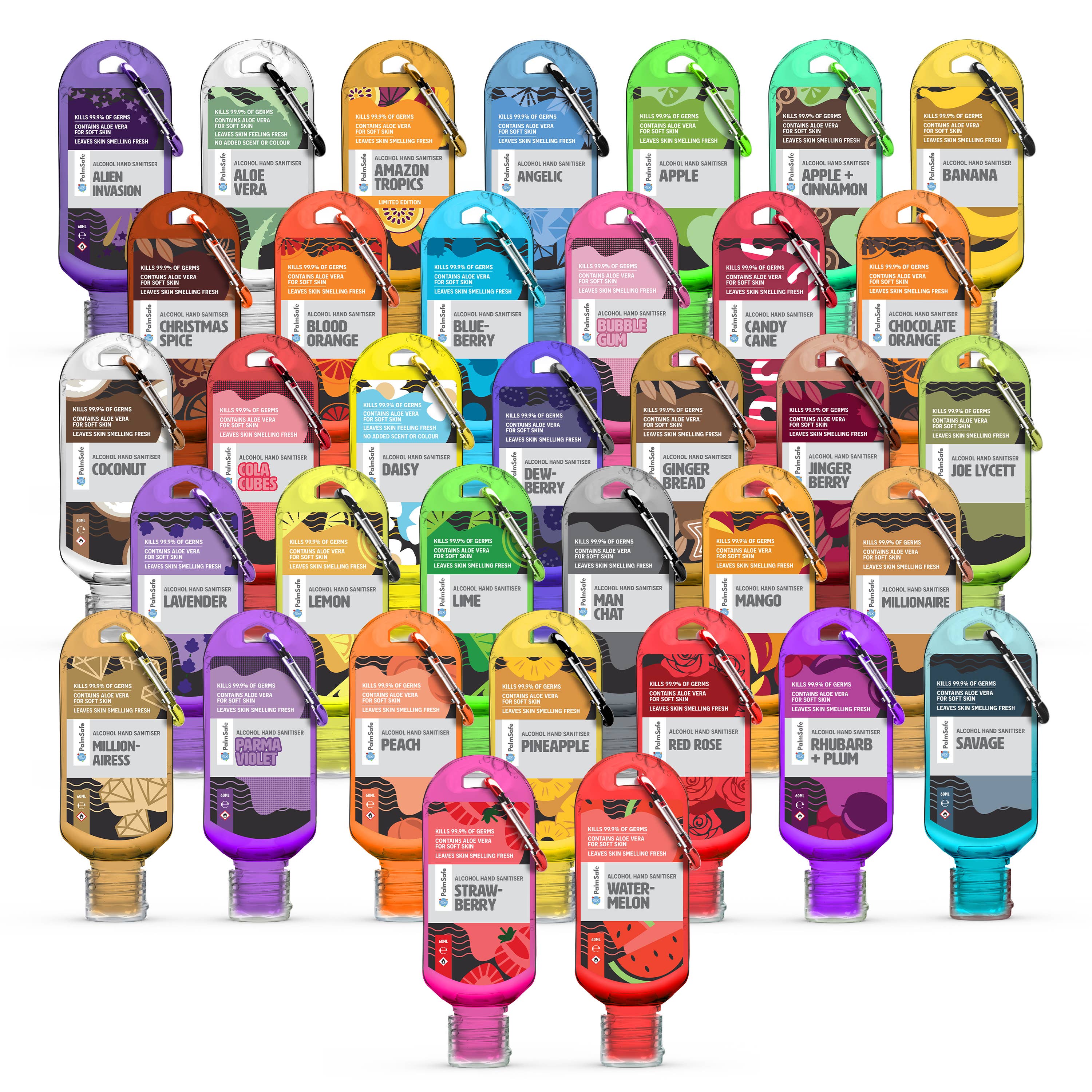 Palm Safe – wholesale Hand sanitiser – 60ml Clip Bottles37