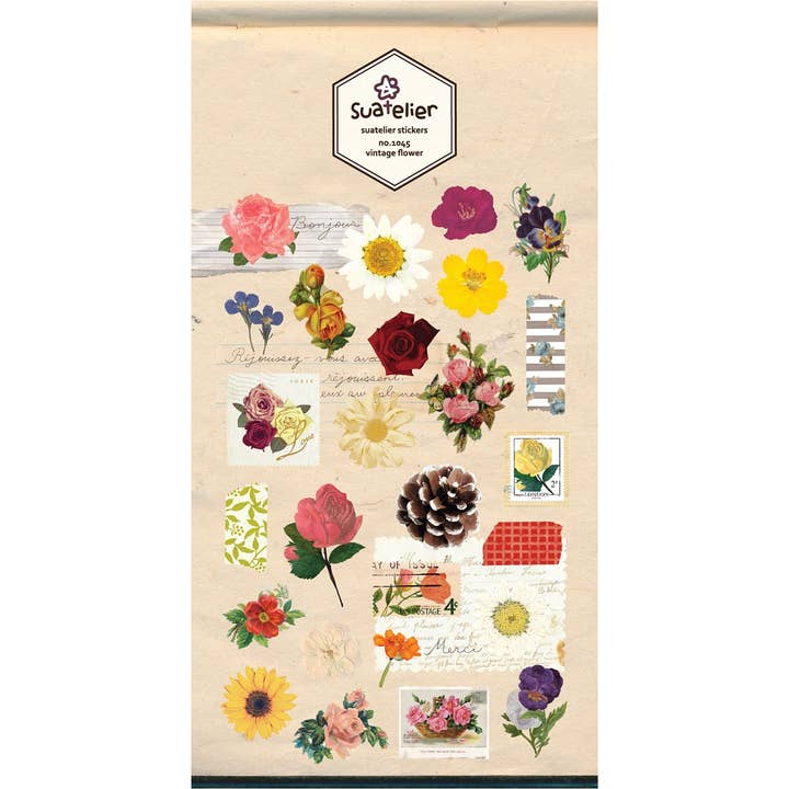 01045 VINTAGE FLOWER STICKERS for wholesale by BCmini