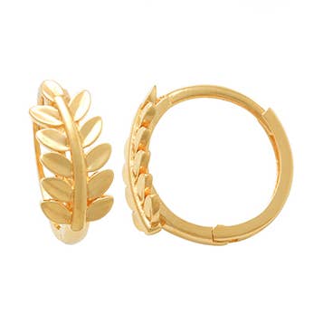 Feuilles Huggies en or massif 10 carats pour la vente par Ofina Jewelry