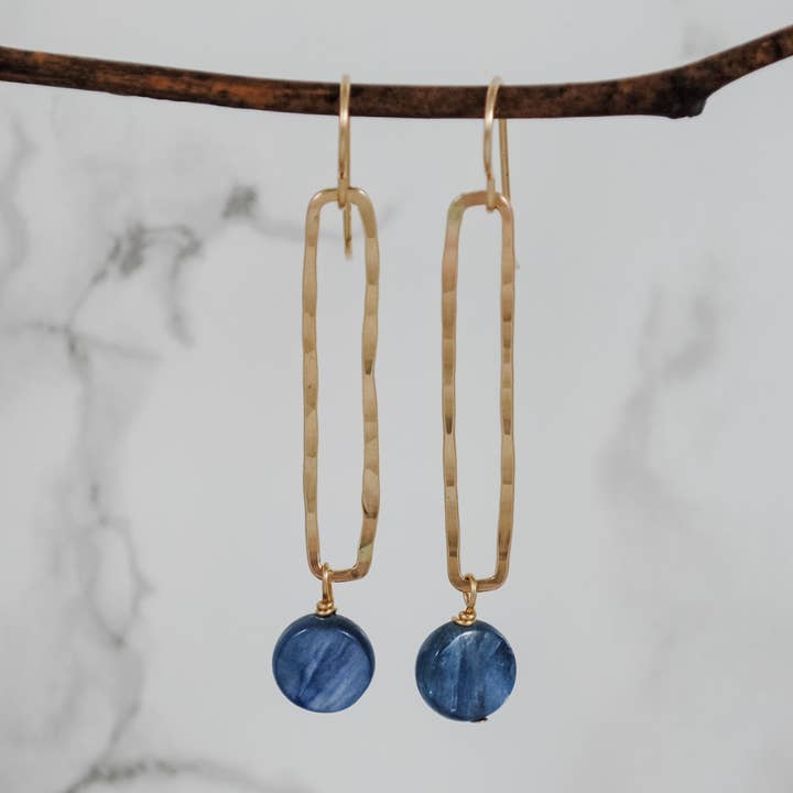 Cameron Kruse Designs - Wholesale Dangle Earrings - Rectangle & Stone Drop Earrings - gold-filled3