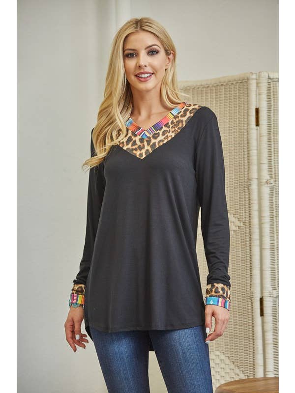 Avery - Wholesale Tunic - Women's - AV1144-SELENA SERAPE-LEOPARD PRINT V NECK TOP2