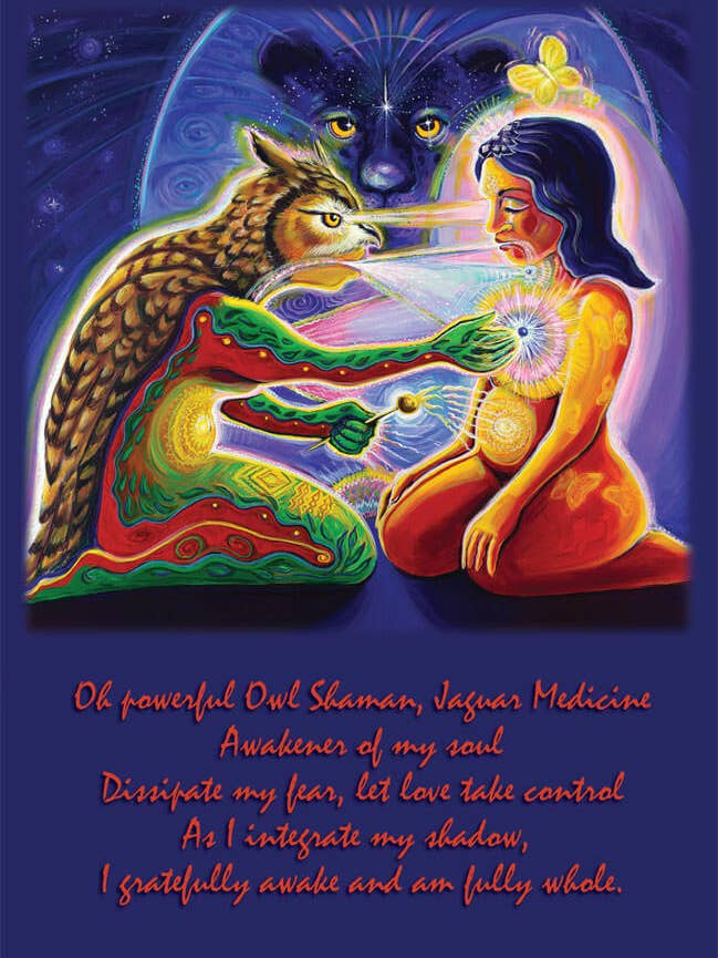 Owl Shaman Jaguar Medicine Altar Card for wholesale by Katherine Skaggs