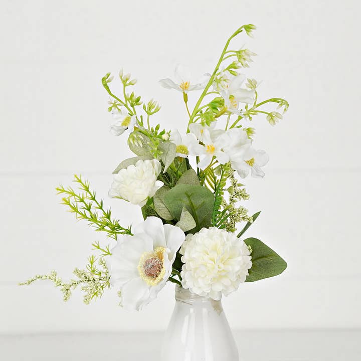 Holiday Depot Inc. - Wholesale Artificial Flowers - 35261- 16in Bush-White Anemone with Carnations-5