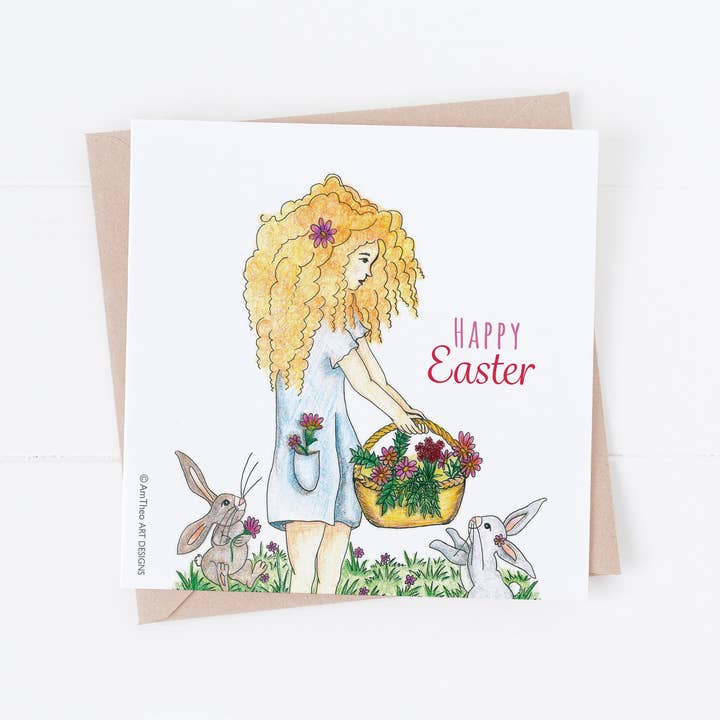 Easter greeting card, Happy Easter card, Cute Easter card for wholesale by AmTheo Art Designs