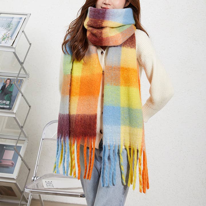 ACCITY - Wholesale Scarf - Women's - Colorblock Brushed Shawl – Ins Style Winter Scarf_CWASC26961