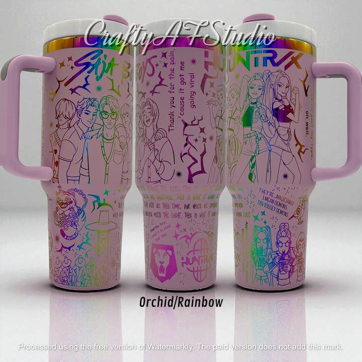 Crafty AF Studio - Wholesale Insulated Mug/Tumbler - 40oz KPop Demon Hunters Laser Engraved tumbler V2 | Huntrix | Saja Boys | k pop2