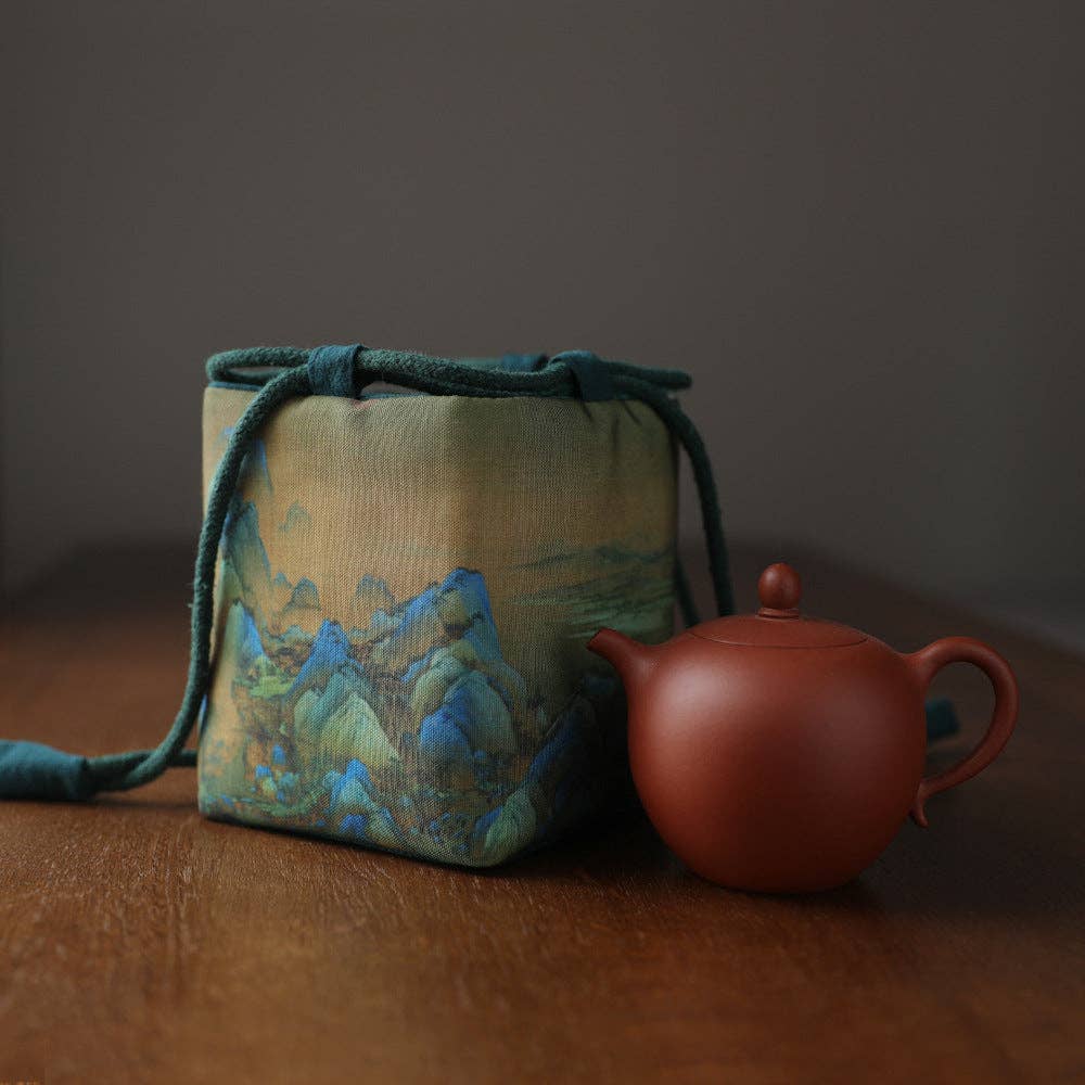 Gohobi （We cover U.S. import duties） - Wholesale Storage Bag - Gohobi Birds Mountains Rivers Teaware Storage Travel Bag Shifuku7