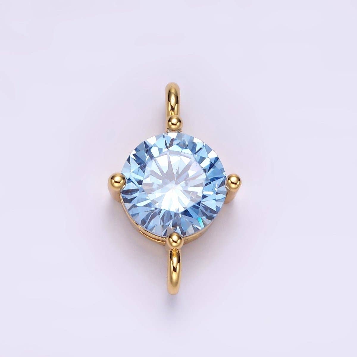 Aim Eternal - Wholesale Individual Charm/Pendant - 14K Gold Filled 10mm Round CZ Birth Month Personalized Connector | G-157 - G-1696