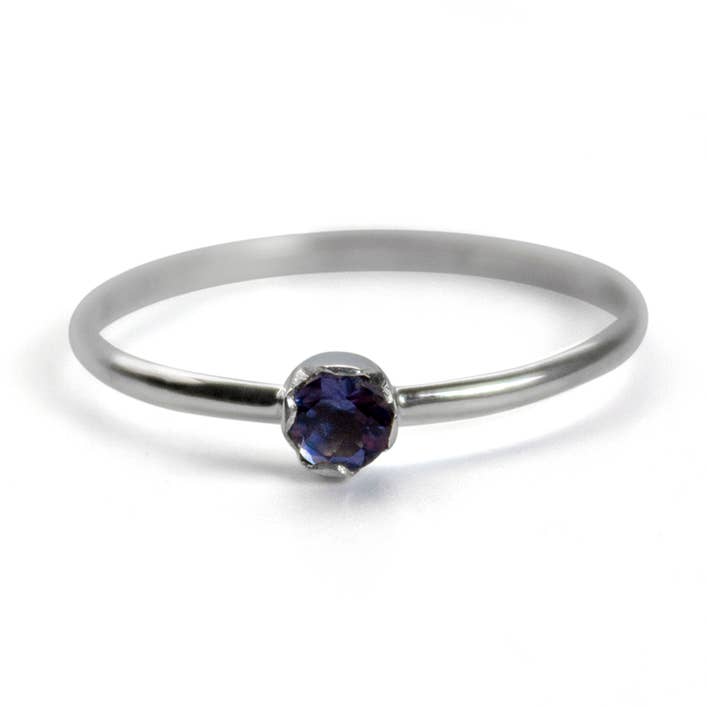 Dainty Iolite Solitaire Sterling Silver Ring for wholesale by Bentley & Lo