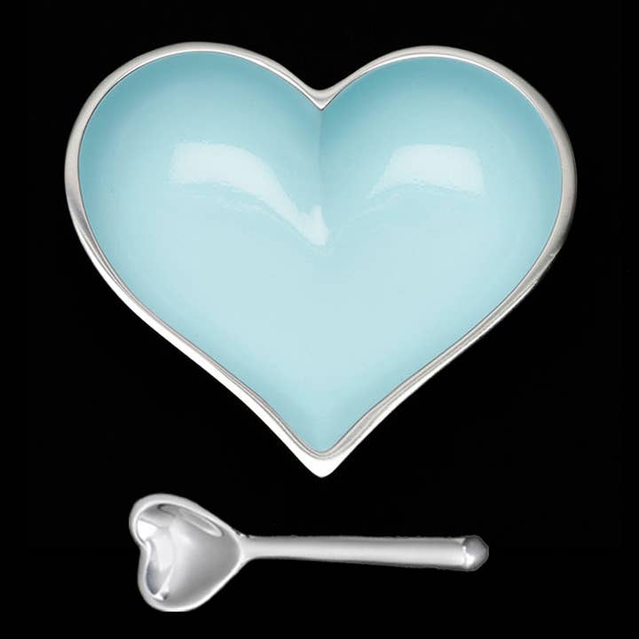Cœur bleu ciel heureux avec cuillère en forme de cœur pour la vente par Inspired Generations