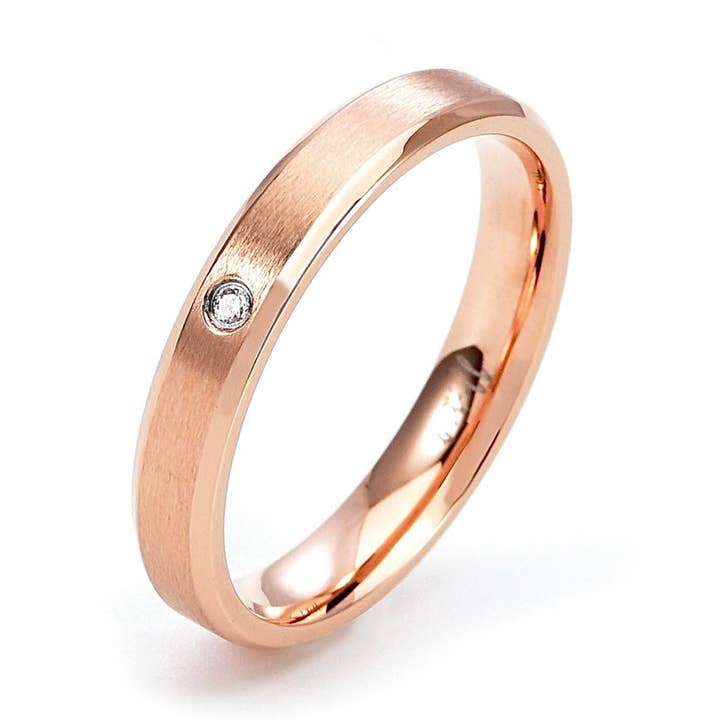 RG403RG B.Tiff Rose Gold Pavé Beveled Edge Ring for wholesale by B.Tiff