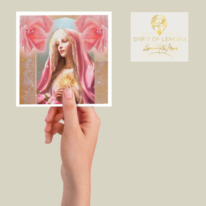 Mary Queen of Heaven - Tarjeta de felicitación cuadrada para venta al por mayor de Spirit of Lemuria