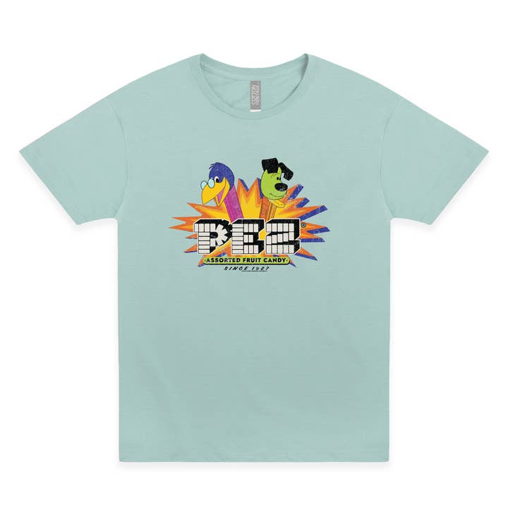 PEZ Retro Candy Dispenser Explosion Graphic Tee for wholesale by www.sweetvintagetees.com