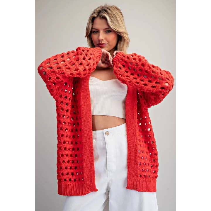 NEW Open Knit Bubble Sleeve Cardigan for wholesale by STYLE USA